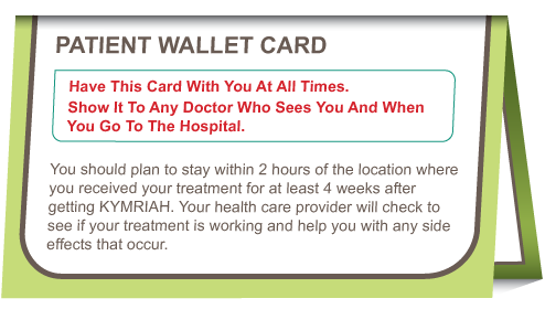 KYMRIAH patient wallet card
