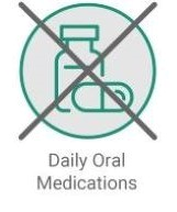 An X crossing out a pill bottle and an oral pill to show KYMRIAH does not involve daily oral medications